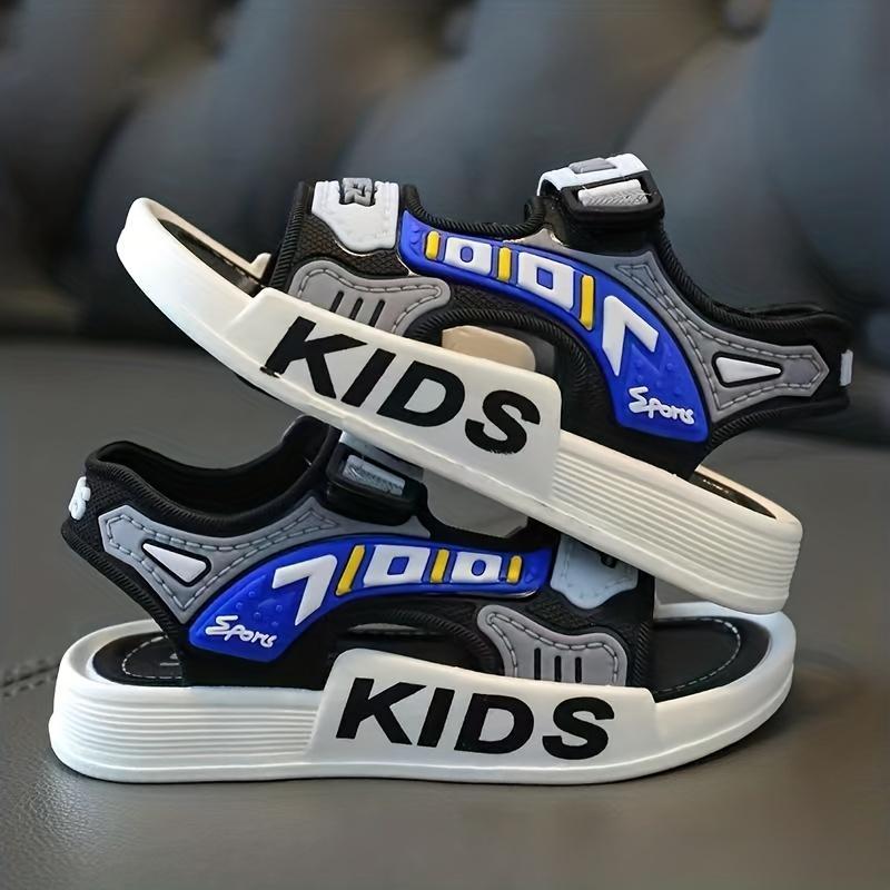 Boys Girls Trendy Hook And Loop Sandals, Wear-resistant Non-Slip Comfy Beach Shoes, Summer 8