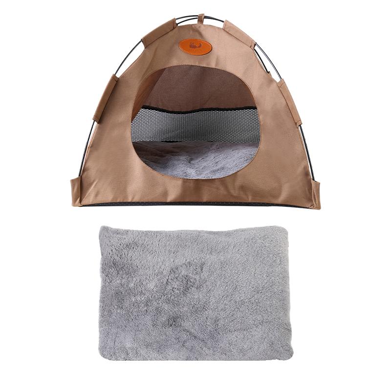 Product Introduction of Luxury Pet Tent House for Cats & Puppies with Soft Warm Bed Pad - Portable Beige Indoor Playhouse for Small Pets" 4