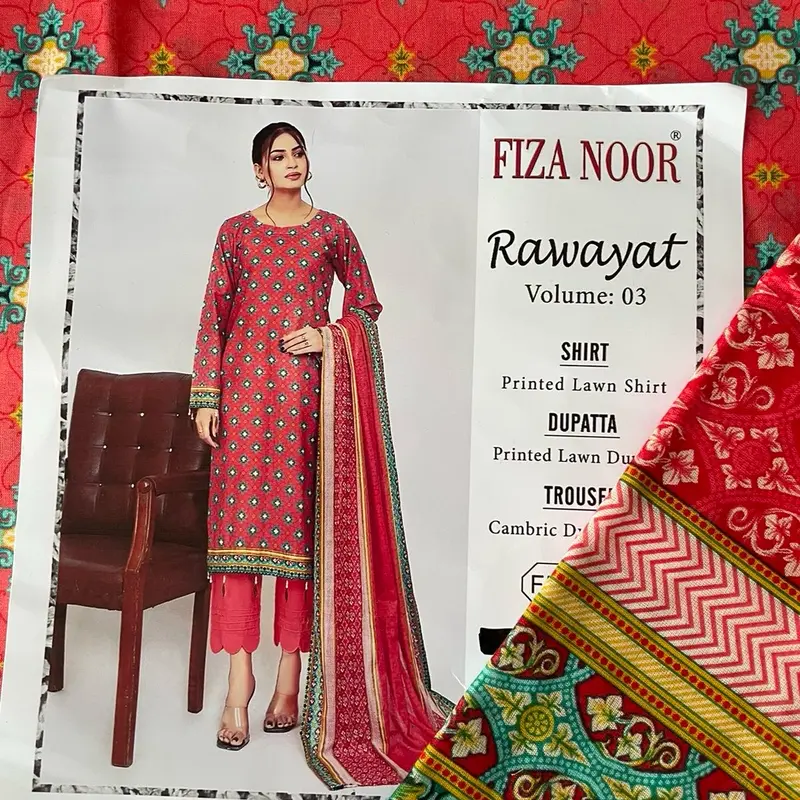 unstitched lawn digital print original fiza noor 1