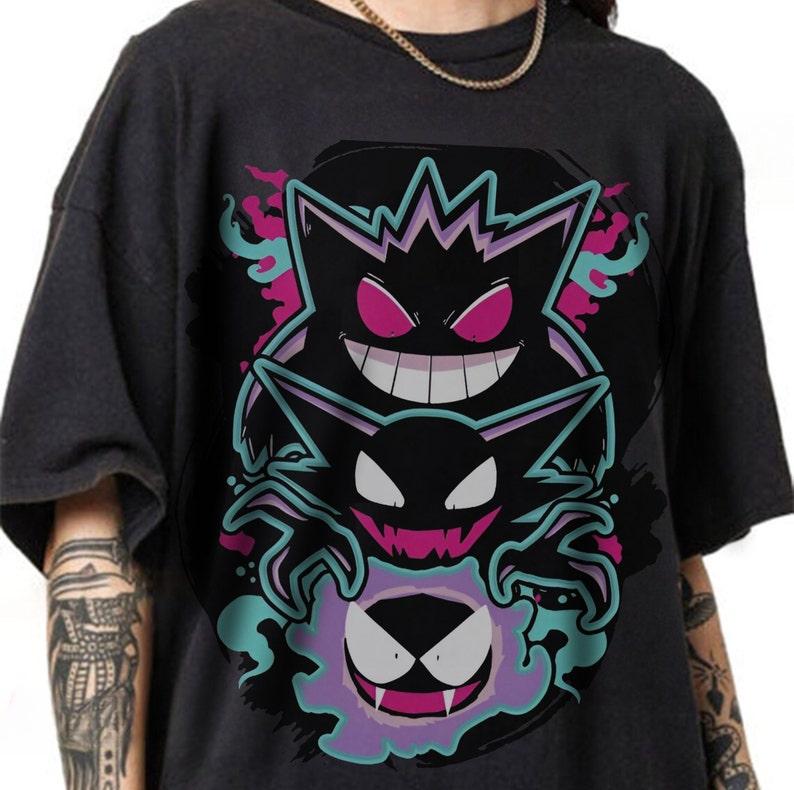 Anime Sweatshirt, Aesthetic Anime, Retro Shirt, Anime Japan Shirt, Japanese Tee, Unisex T-shirt, Anime Vintage, Manga Anime Shirt, Japanese Anime Tee, Vintage Apparel, Gengar Anime T-shirt, Anime Gengar Tees Cotton Crewneck graphic shirts, classic tee 0