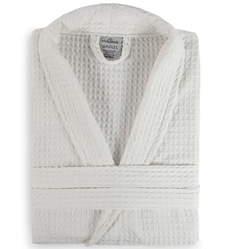 100% Cotton Fabric Lightweight Waffle Dressing Gown - Unisex - Classy Stylish Long Sleeve Bathrobe Comfortable Loungewear Nightwear - Womenswear Menswear  Underwear nightwear Piece Longsleeves Fit Adjustable 6