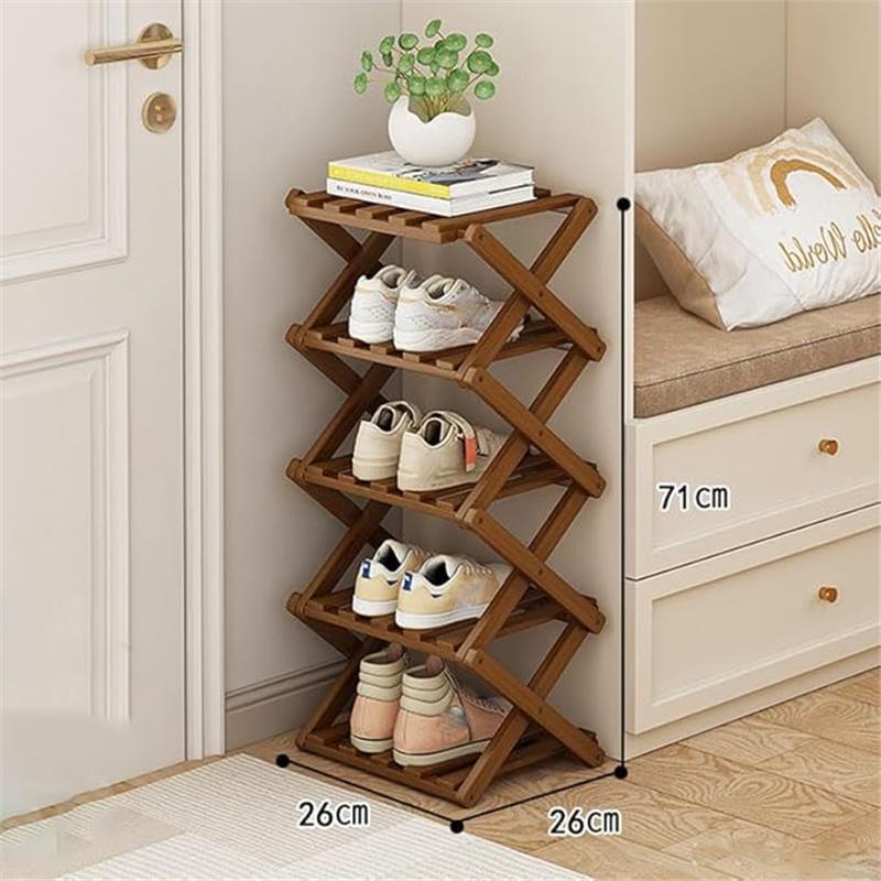 treasure Multi Tier Shoe Rack,Shoe Racks Storage,Narrow Shoe Rack,No Installation Foldable X Shape Shoe Racks,Multi layer Show Rack for Bathroom,Living Room Entryway (Brown-5 Tier) Cabinet Organiser Decorative Plants Boxes 2