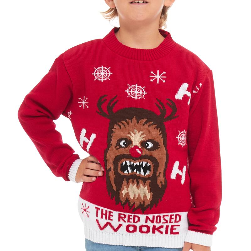 Kids Christmas Jumper | Festive Sci-Fi Red Furry Character Xmas Sweater | Knitted Holiday Sweater with Space Character Design | Cosy Winter Christmas Jumper | Perfect for Holiday Parties | Unisex Holiday Outfit | Christmas Gift Idea Size 2-3 to 13-14 5