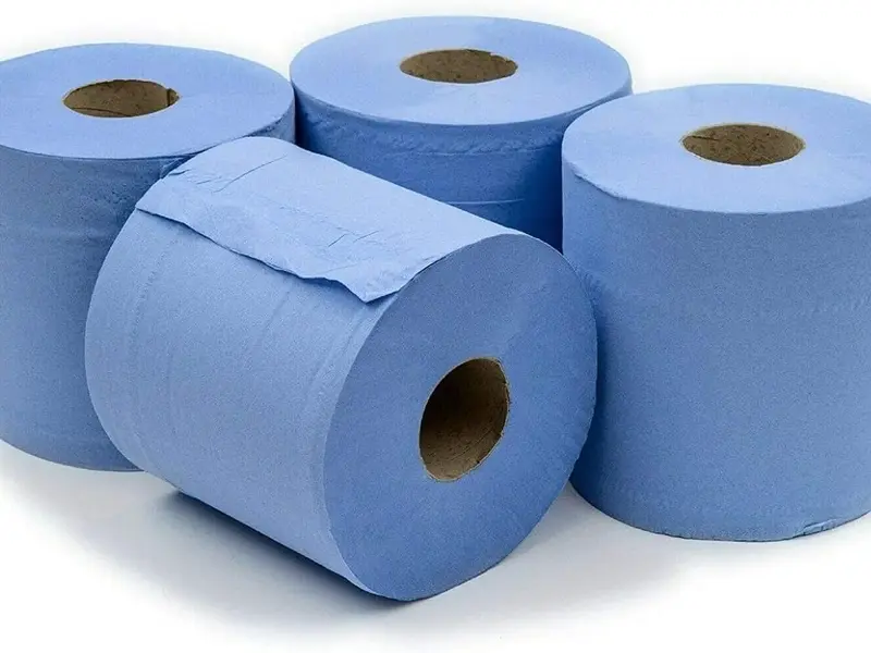 6 Pack Multipurpose Centrefeed Blue Hand Tissue Towel Rolls 5