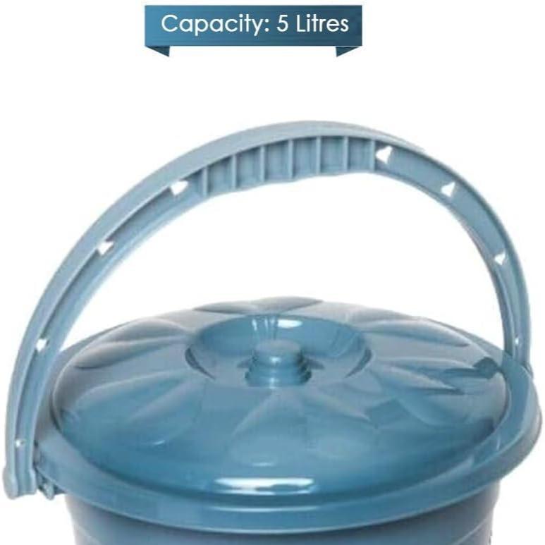 Plastic Bucket with Lid Handle | 5 Litres | BLUE | 2 Pcs | Household Bucket | Storage Bucket Bin Container, Multipurpose Use for Home, Garden and Workshops (Pack of 2) 3