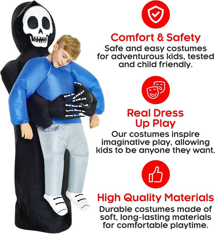 Morph Costumes - Kids Grim Reaper Pick Me Up Kids Inflatable Costume - Great Illusion Fancy Dress Outfit One size fits most Children upto 5ft 3