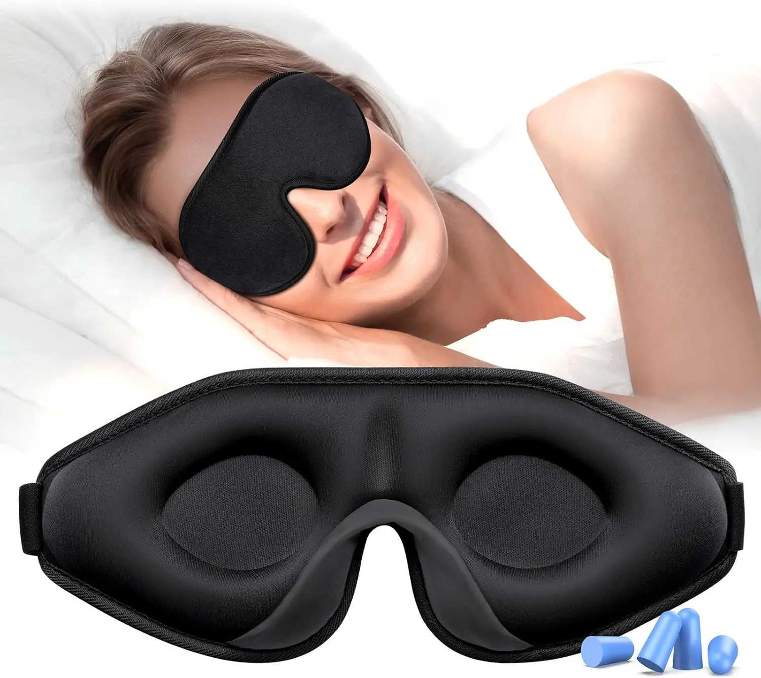 100% Blackout Sleep Mask for Women & Men - Zero Eye Pressure, Ergonomic Design, Ultra Soft & Comfortable Eye Mask for Sleep/Nap/Travel