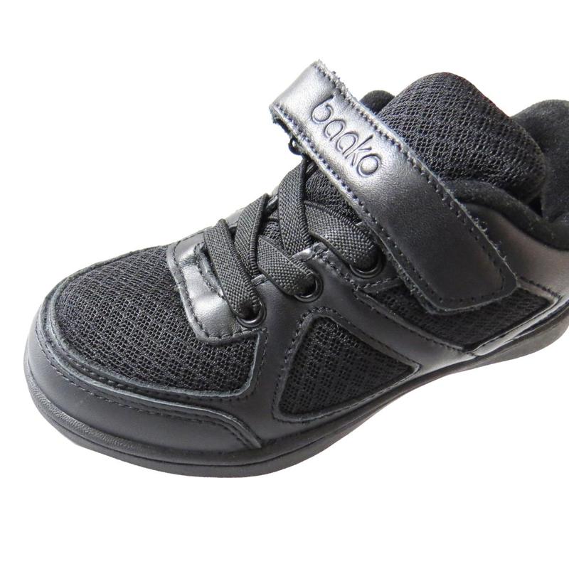 Boy School Shoe Kids Children's Touch Strap Comfortable Leather Black Sports Gym PE Sneakers Trainers 6