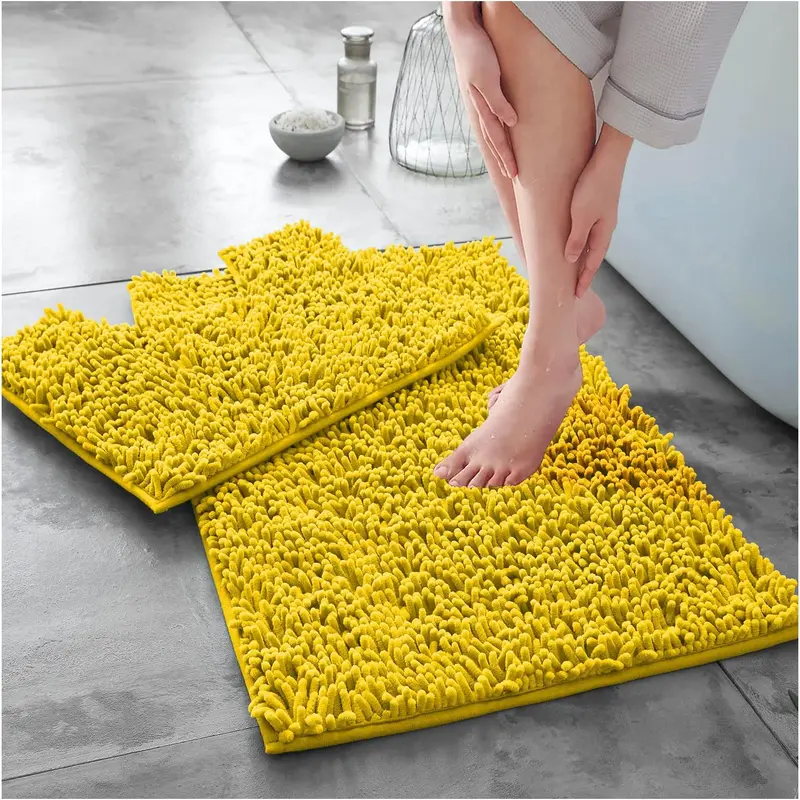 Loop 2 Piece Bath Mat Set, Non Slip Super Absorbent Microfibre Chenille Bathroom Mat Set,  Rug Mat, Regular and Extra large 5