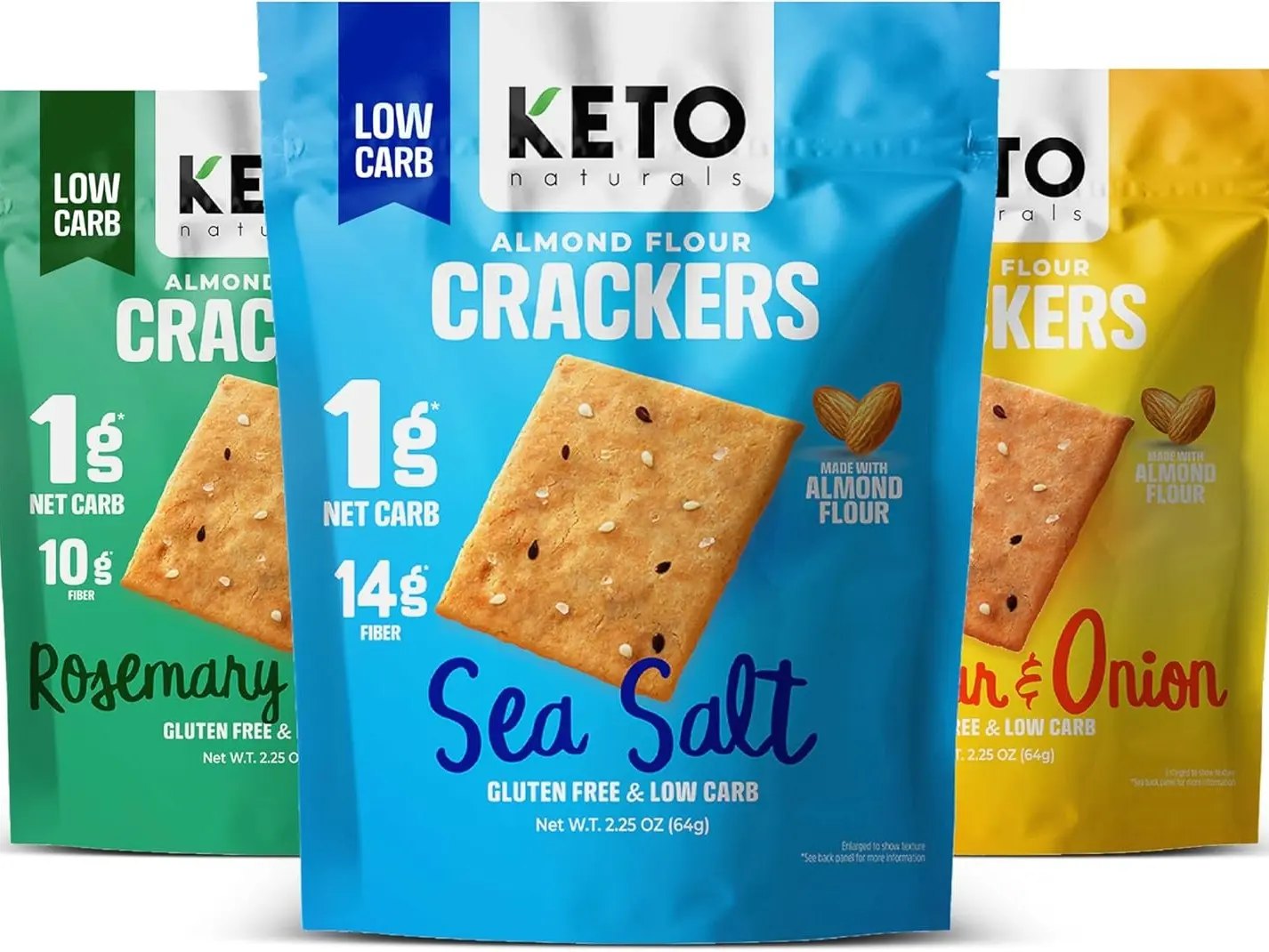 eto Crackers (Sea Salt, Rosemary & Garlic, Cheddar & Onion) Variety pack, low carb crackers, Keto Snacks, low carb snack, high fibre & gluten free (3 x 64g Packs). Keto snacks no carbs no sugar