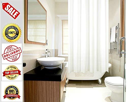 KAV Polyester Soft fabric Shower Curtain Mould and Mildew Resistant Solid White and Snow White Matching Hooks - Machine Washable 71x71 Inch (180 x 180cm ) 5
