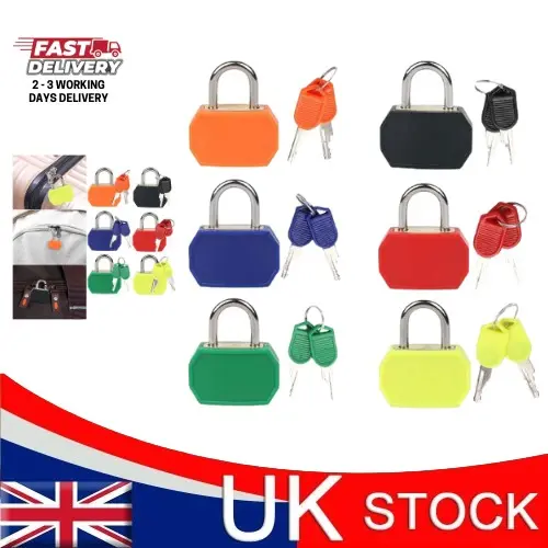 Mini Padlock for Bag Suitcases Luggages Travel Zipped Bags28mm Mini Coloured Brass Padlock Travel Suitcase Luggage Bags Lock With 2 Keys Chrome Plated Padlock Protector for traveling airport bagpack bagpacking bagpacker Waterproof durable heatproof
