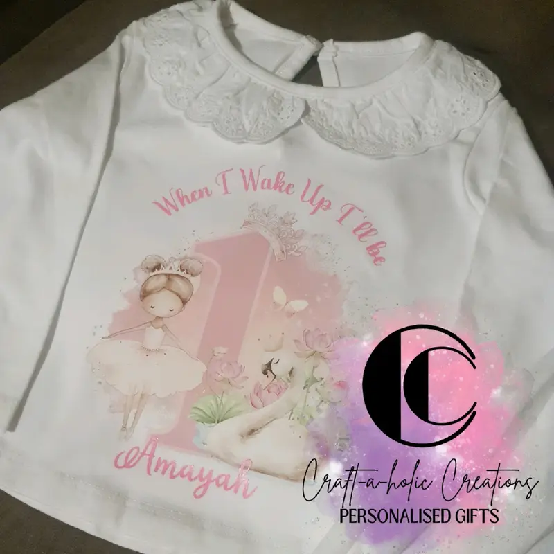 Personalised Ballerina Birthday PJs for Girls, 100% Cotton, Pink, 6-12m to 9-10yrs princess pyjamas 8
