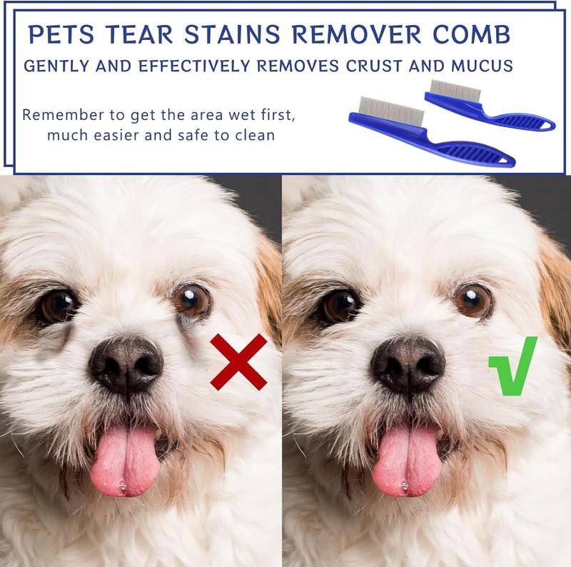 Product Introduction of 2 Pieces Nit Comb, Flea Comb for Cats Dandruff Comb Removal Lice Grooming Combs Fine Teeth Comb Blue Cat Comb Set for Removing Float Hair Tear Stain, Blue 4
