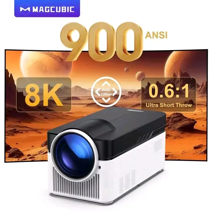 Magcubic Ultra Short Throw HY450 Projector with 8K Resolution, 4K, 1080P, 900ANSI BT5.4, Electronic Focus, WiFi6, and Allwinner H716 Voice - Audio small affordable Device Connection 0