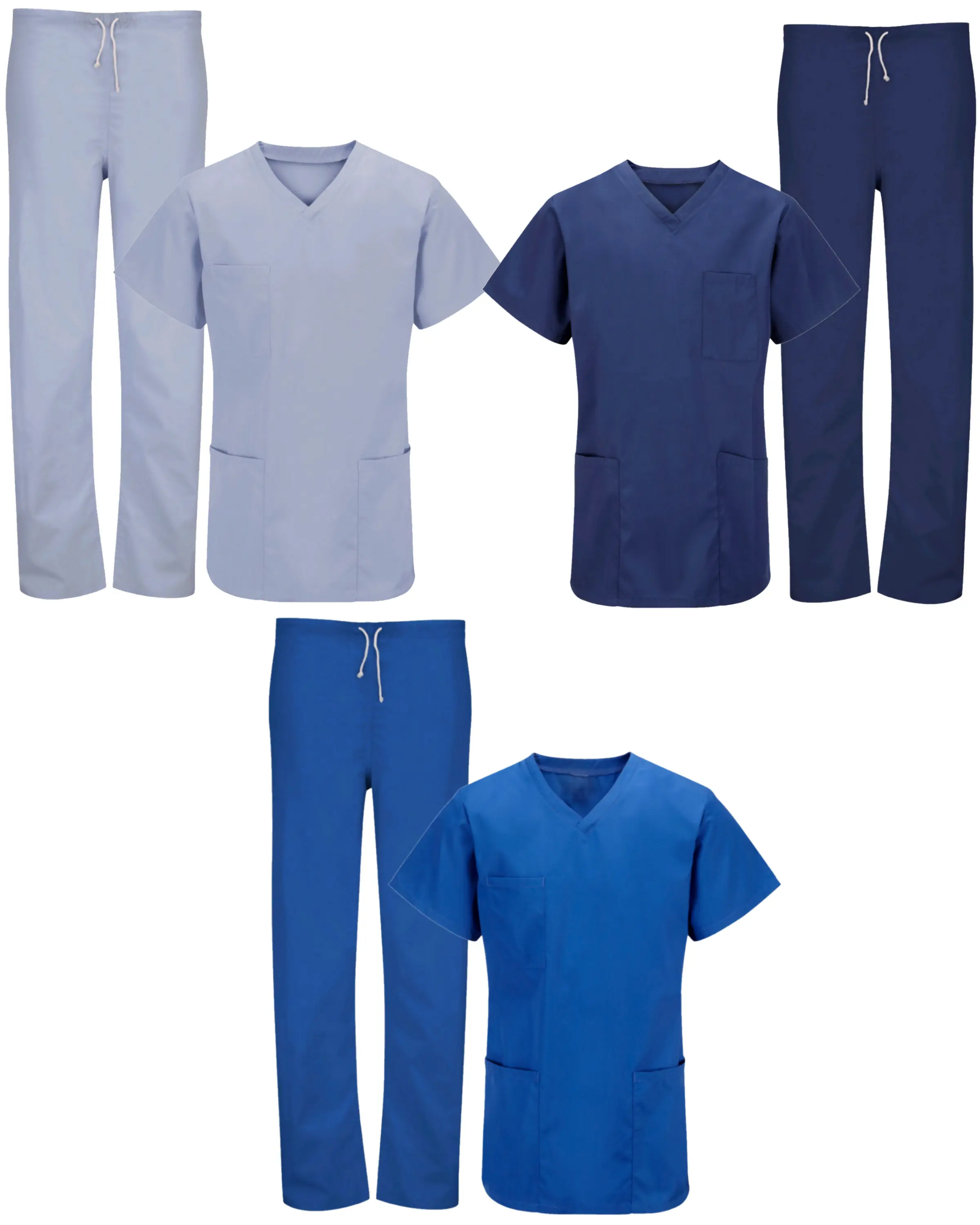 Adult Unisex Medical Scrub Uniform Set - Healthcare Nursing Beautician Spa Saloon Work Wear Scrub Tunic Top & Bottom Pant for Men's & Women's Menswear Clothing