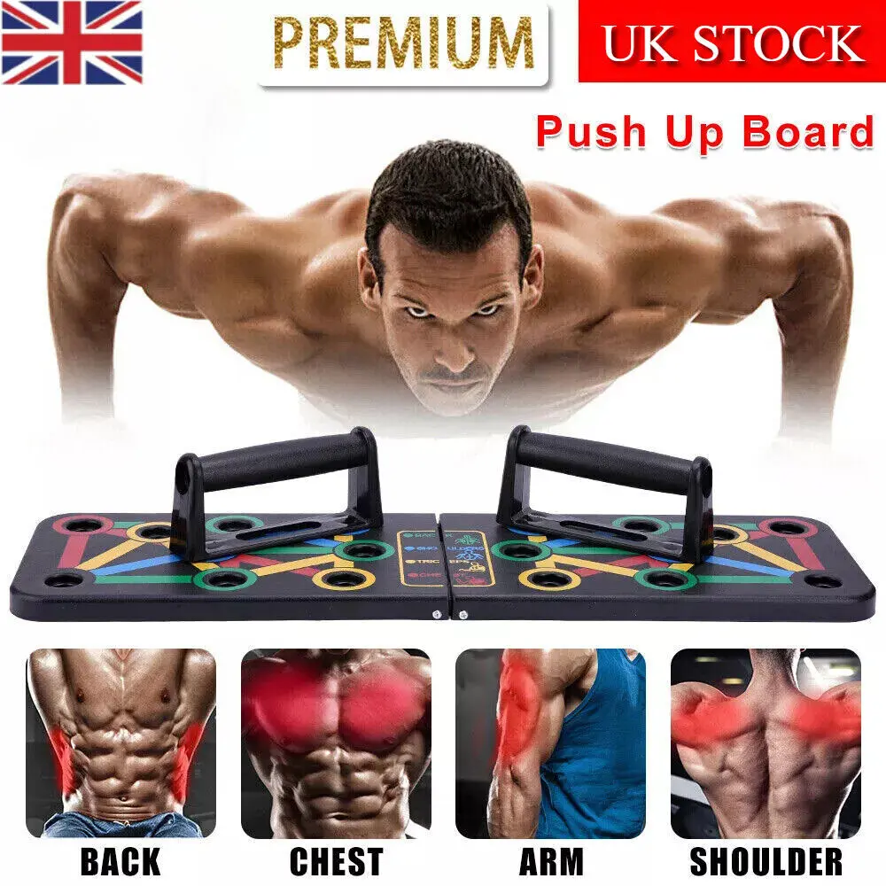 12 in 1 Push Up Board Portable Folding Exercise Workout Station to Target Chest, Back, Shoulders & Triceps -  Includes 1 Set X Push Up Rack Board