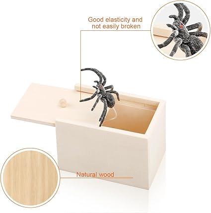 Spider Scare Prank Box, GLADFRESIT Wooden Scarebox Toy, Handmade Prank Spider, Fun Joke Mischief Practical Gifts for Kids Adults Halloween April Fool's Day 3