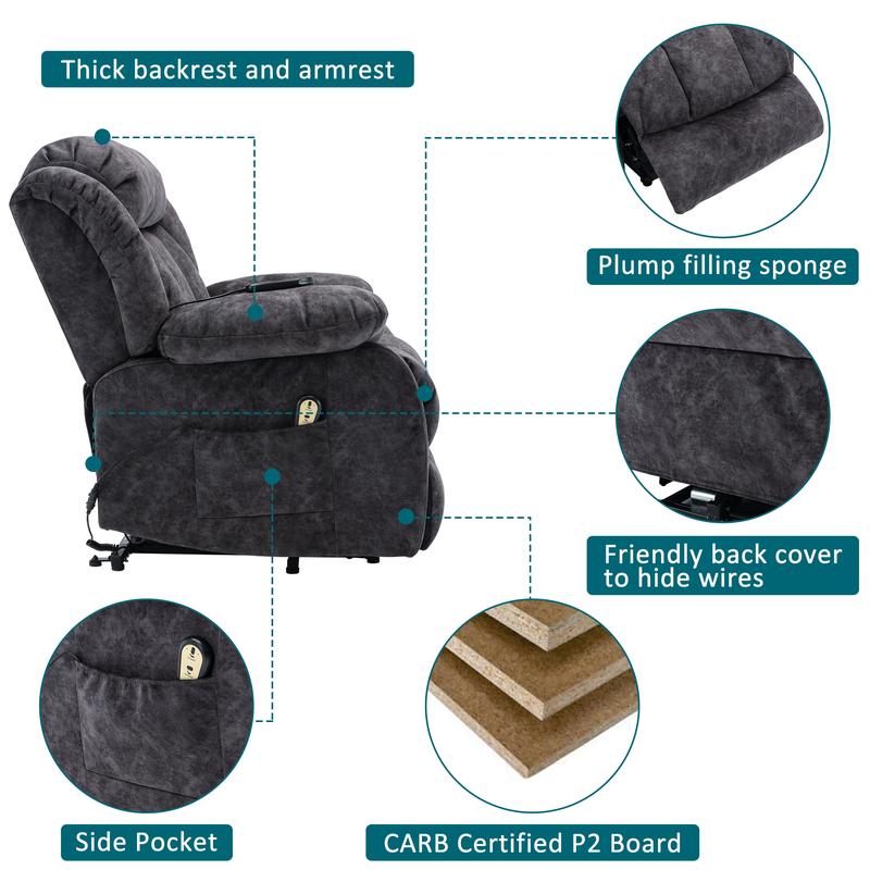 Power massage adjustable recliner chair, suitable for indoor use, for relieving fatigue, heavy load, and safe exercise. Comfort Storage 3