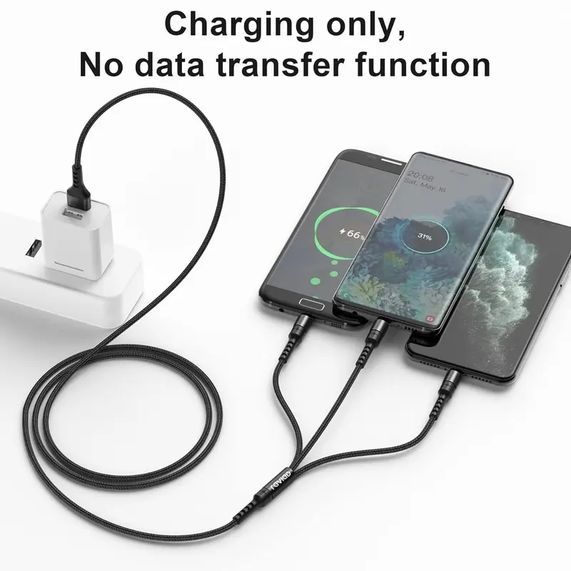 3 in 1 Fast Charging Cable With 3A Speed, Fast Charging Multi Purpose Cable, Type C Cable, Micro USB Cable And Lighting Cable In Black, Cellphone, Mobile Accessories Smartphone Charger 4