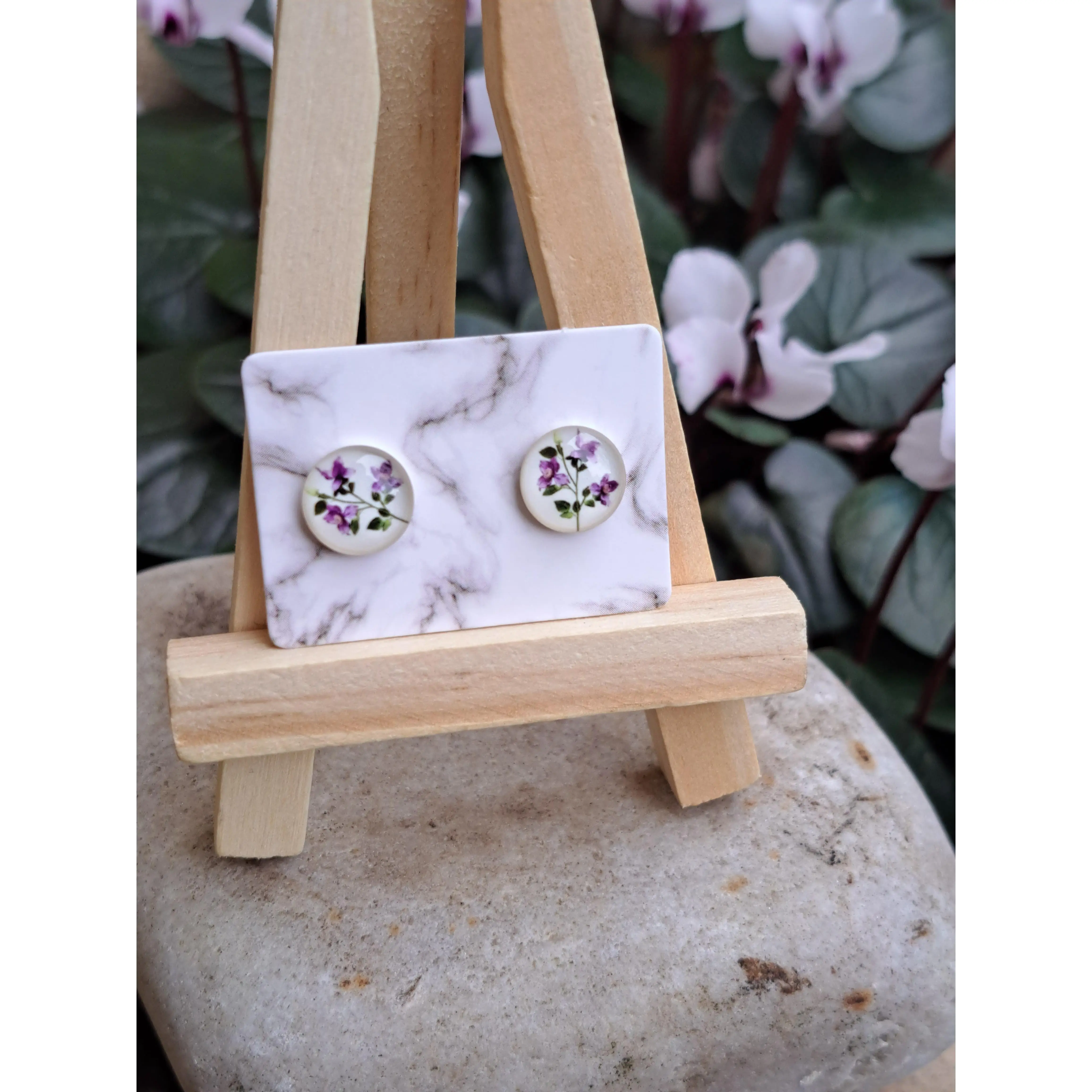 Purple Flowers Studs - Handmade Earrings for Women
