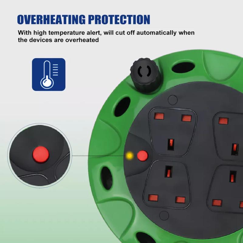 Product Introduction of Heavy Duty 4-Way Extension Lead 10m & 5m – UK Plug with Surge Protection 10