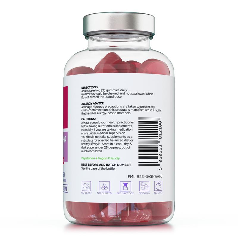Fuel My Life | Ashwagandha Gummies - 60 Gummies – High-Strength 1200mg | Serving with 5% Withanolides | Daily Adaptogen Supplement, Natural Raspberry Flavour, Vegan-Friendly Stress Relief & Mood Support Chewables | 2