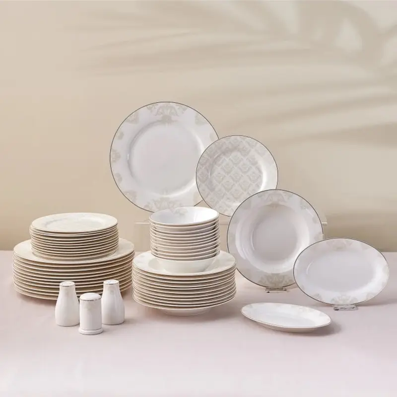 Karaca Siena 53-Piece Bone China Dinner Set for 12 People, Gold 0