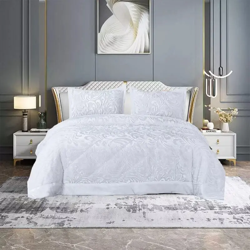 3 Piece Stylish Designs Fleece Quilted Bedspread Double King Size Bedding Set UK 2