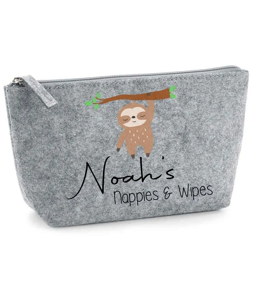 Nappy and Wipes storage bag with A Sloth