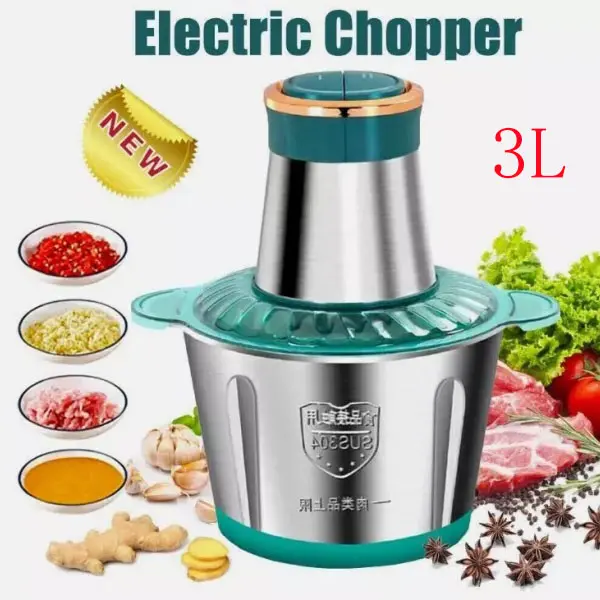 3L Electric Chopper, 300W Electric Mini Food Chopper, 2-Speed Control Meat Grinder with Stainless Steel Bowl and Double-Layer Blades for Kitchen Cooking, Baby Food, Pet Meals