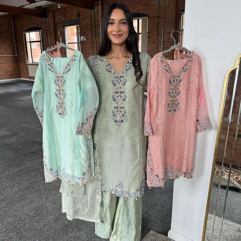 SEHAR Mother daughter 3pc suit Chiffon Beaded