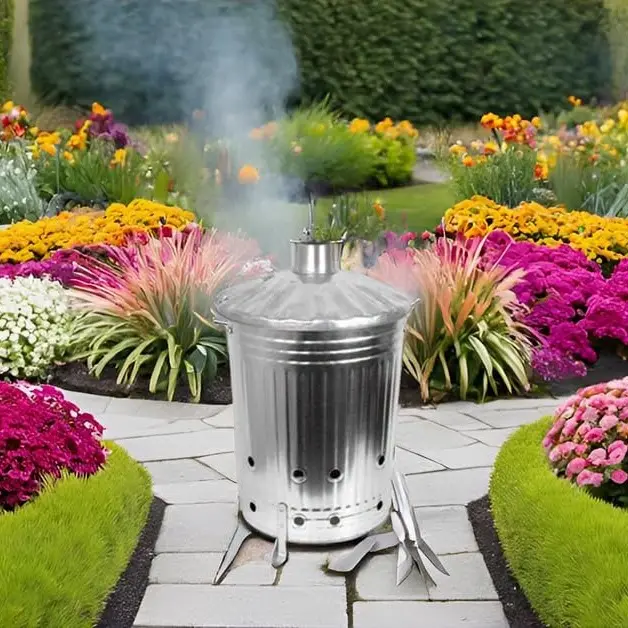 90 Litre 90L Extra Large Galvanised Metal Incinerator Recycle Garden Rubbish Fire Burning Bin Leaves Wood Burner 3