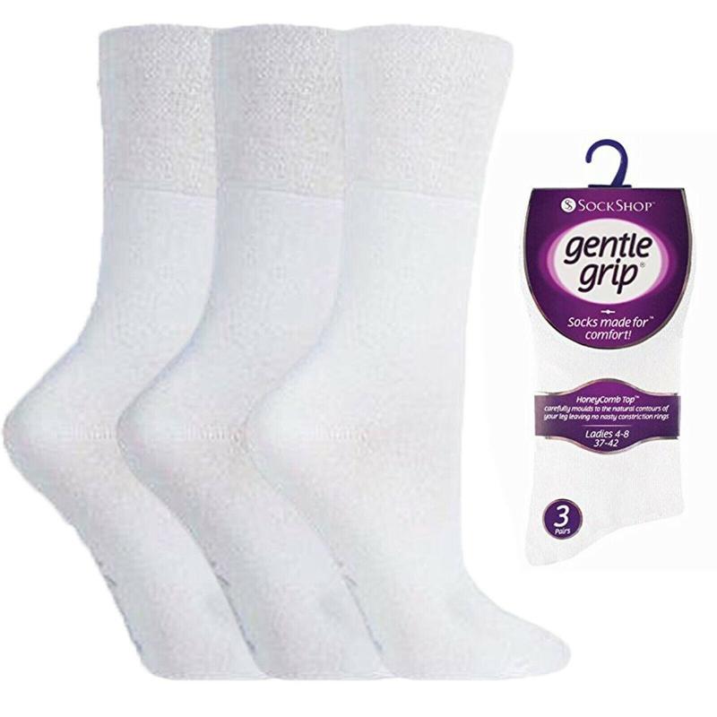 New 3/6 Pairs Gentle Grip Non Elastic Diabetic Soft Cotton Socks Men Women UK4-8 Menswear Day Plain Long 2