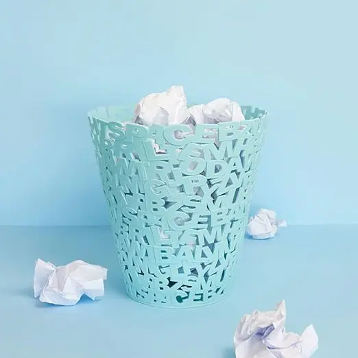 Waste Paper Basket Turquoise Colour Paper Basket Original Letters Design Plastic 5