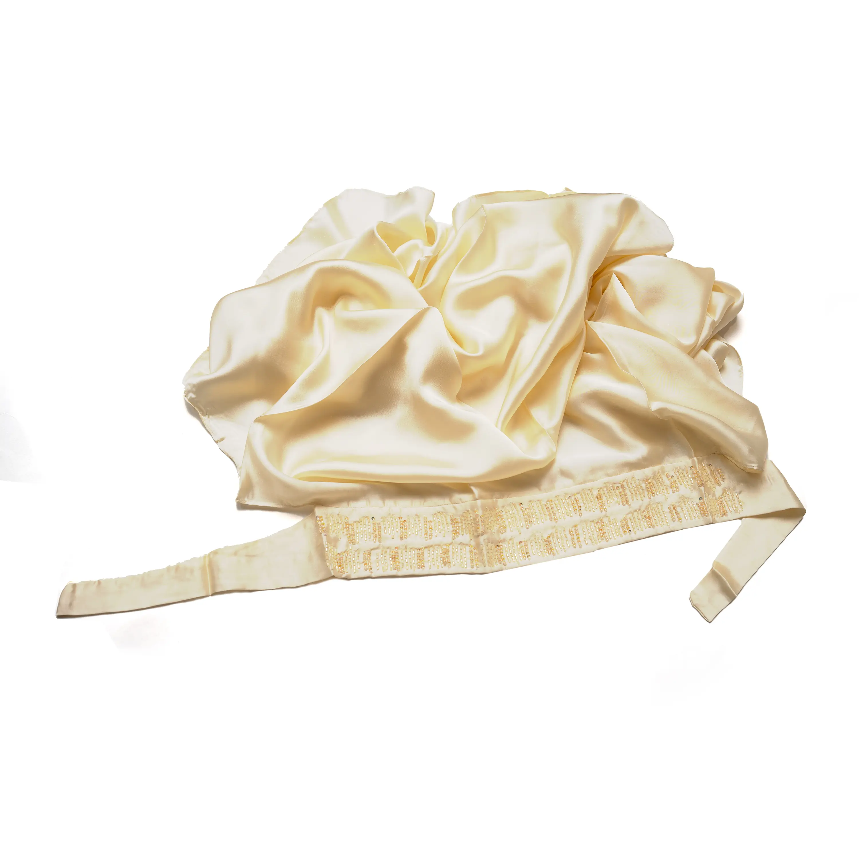 Luxury CREAM SILK EMBELLISHED Hijab | Bridal & Party Hijab | Elegant Embroidered Hijab | Wedding Gift