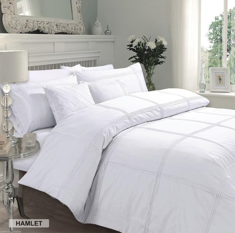 Hamlet Pintuck Pleated Quilt Duvet Cover Bedding Set with Pillowcases All Sizes 5