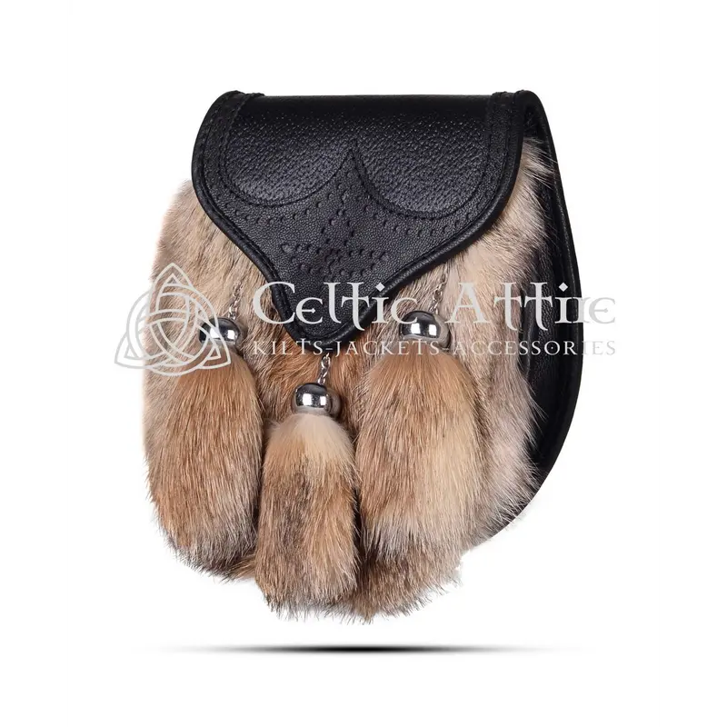 Coyote Fur Scottish Sporran - Scottish Semi Dress Sporran 2