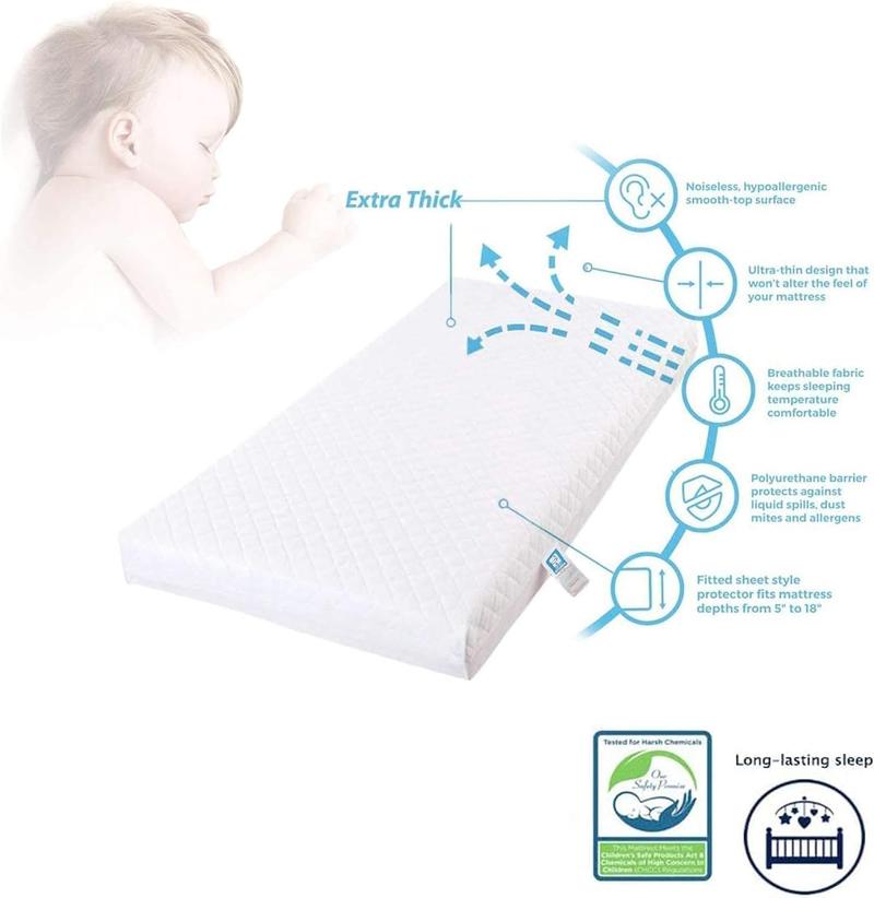 Product Introduction of Northern Luxe New Baby Travel Cot Bed Mattress Quilted Breathable - For Graco, Redkite And Mamas & Papas 95 x 65 x 5 cm Zip Removable White Cover Made UK Mattress 12