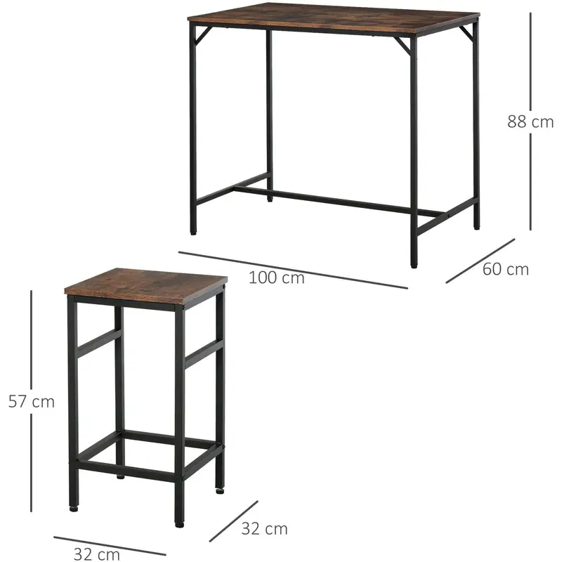 5pc Industrial Bar Table and Stool Set - Perfect for Home and Bar Tables 1