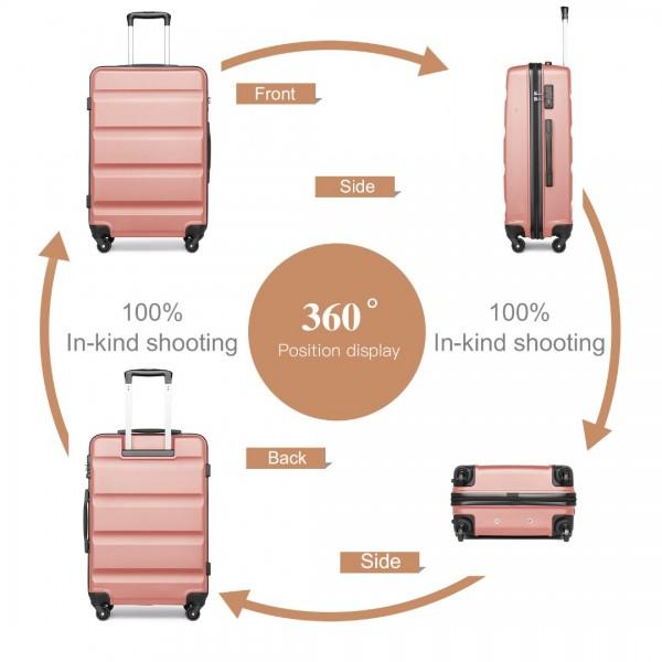 [MissLulu Bags] Horizontal Design ABS Hard Shell 19''/24''/28'' Suitcase with TSA Lock - Nude Pink 1