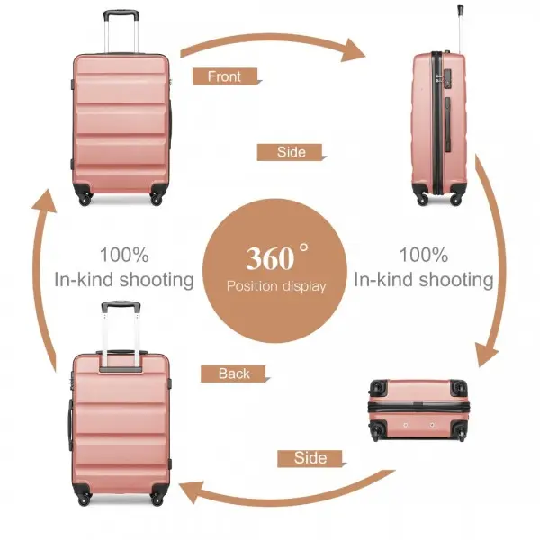 [MissLulu Bags] Horizontal Design ABS Hard Shell 19''/24''/28'' Suitcase with TSA Lock - Nude Pink 1
