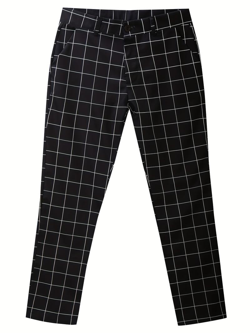 Product Introduction of Elegant Plaid Slacks, Men's Casual Vintage Style Dress Pants For Business Banquet 25