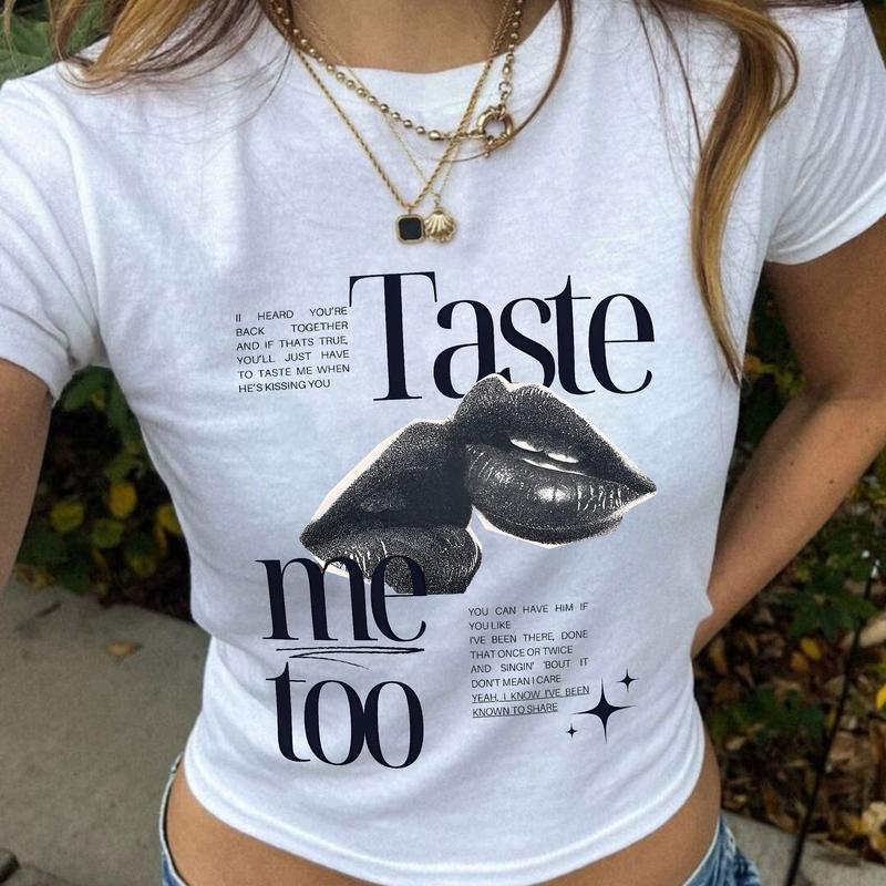 Retro Sabrina Carpenter baby tees, Sabrina Taste Music Unisex Cotton T-Shirt, Sabrina Carpenter Outfit, Sabrina Concert Merch trending top, croptop outfit, basic tops, tee shirt, baby tees 2