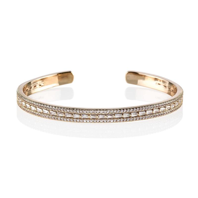 Rose Gold Paragon Cuff Bangle with Cubic Zirconia 0