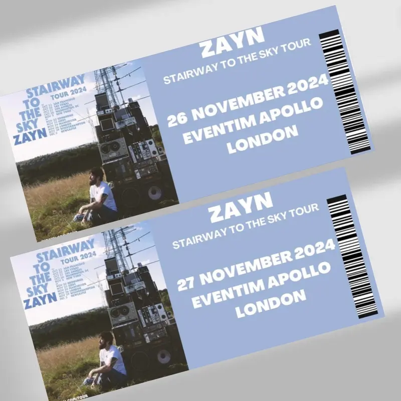 Zayn Stairway To The Sky tour inspired souvenir tickets 2
