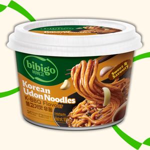 bibigo Udon Noodles KBBQ Flavour, Big Bowl 187g - Korean-Style Udon, Instant Cup Noodles, Instant Food, Ramen Noodle Ramyun