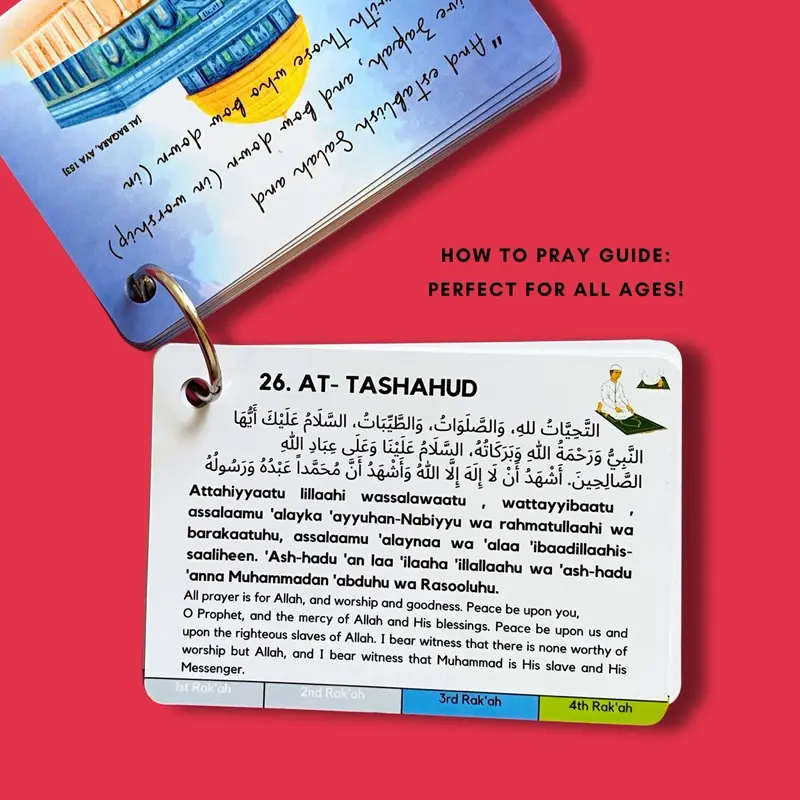 Islamic Salah Cards Prayer Guide, How to Pray, Muslim Kids Reverts Gift, Arabic, Quran 6