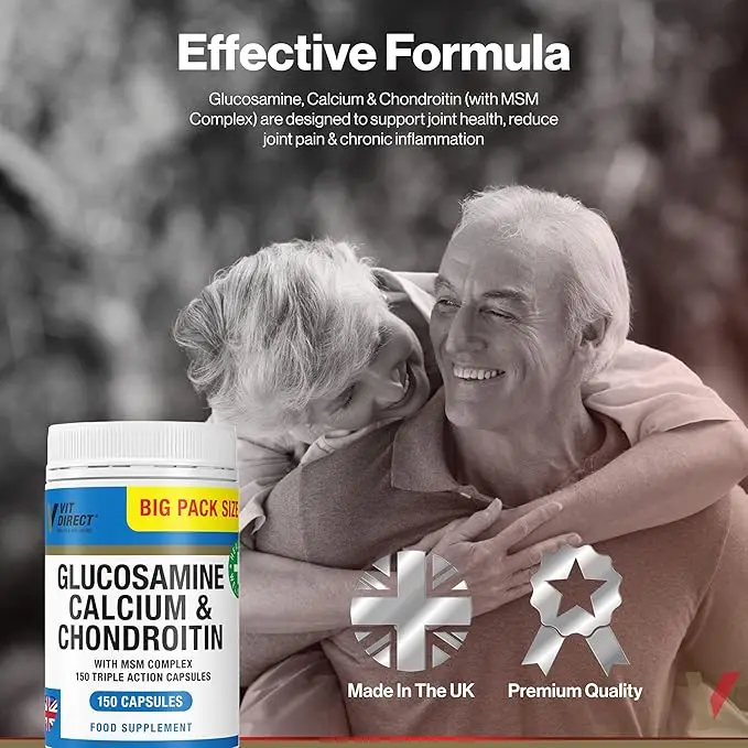 Vit Direct Glucosamine, Calcium & Chondroitin 120 Capsules for Joint Health - Healthcare, Dietary Supplement energy  supplement 5