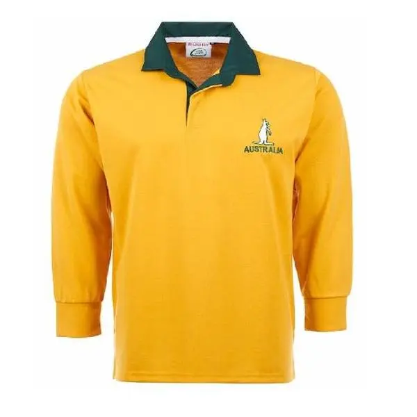 Men's Australia Rugby Long Sleeve Jersey Embroidered Logo